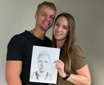 Mitchell and Audrey, Eva Bloom Soulmate Sketch customers
